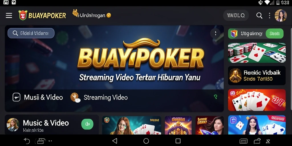 Tampilan antarmuka BUAYAPOKER yang modern dan menarik untuk streaming video.