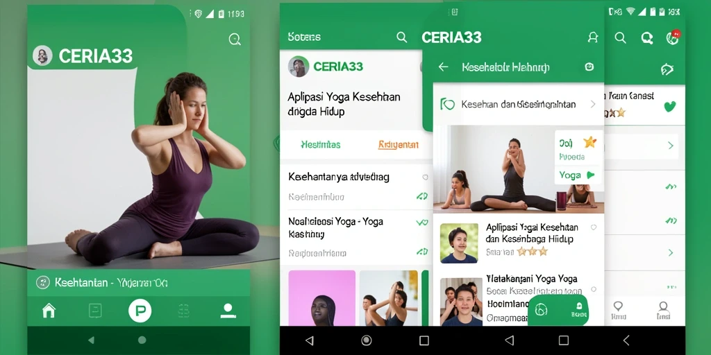 Antarmuka CERIA33 yang menampilkan pose yoga yang beragam dan menarik.