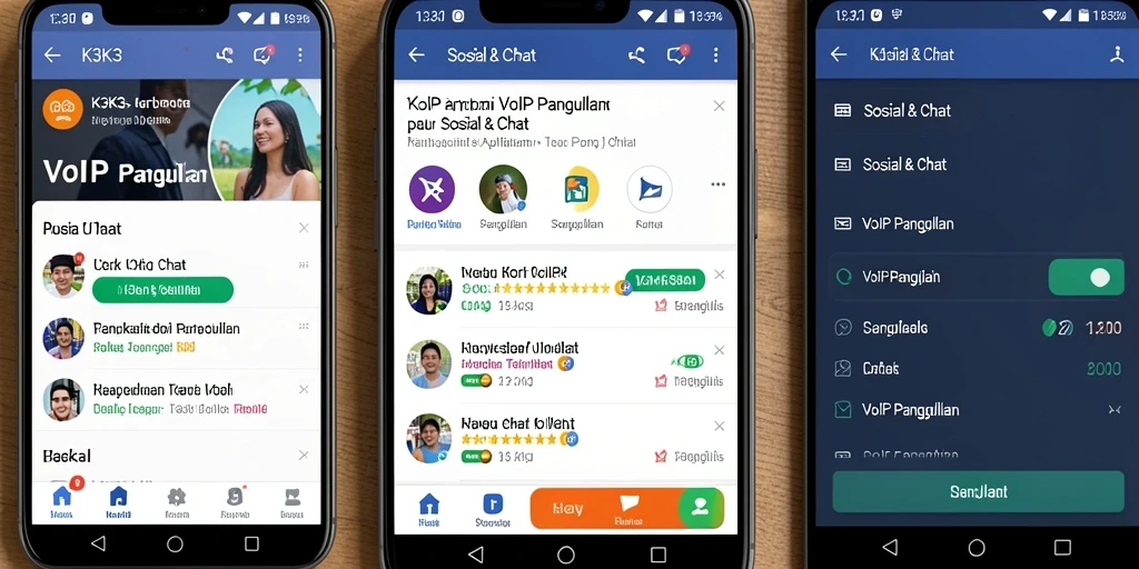 Antarmuka K3K3 yang menampilkan fitur panggilan VoIP yang intuitif.