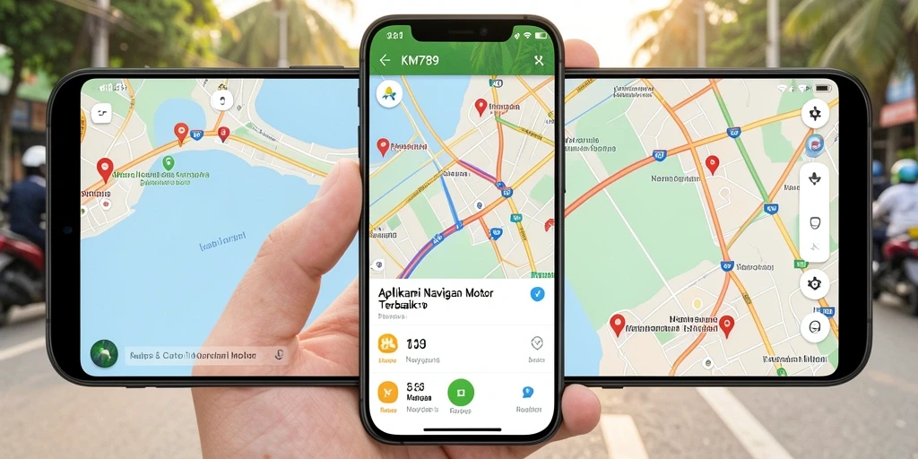 Tampilan antarmuka KM789 yang intuitif untuk navigasi motor.