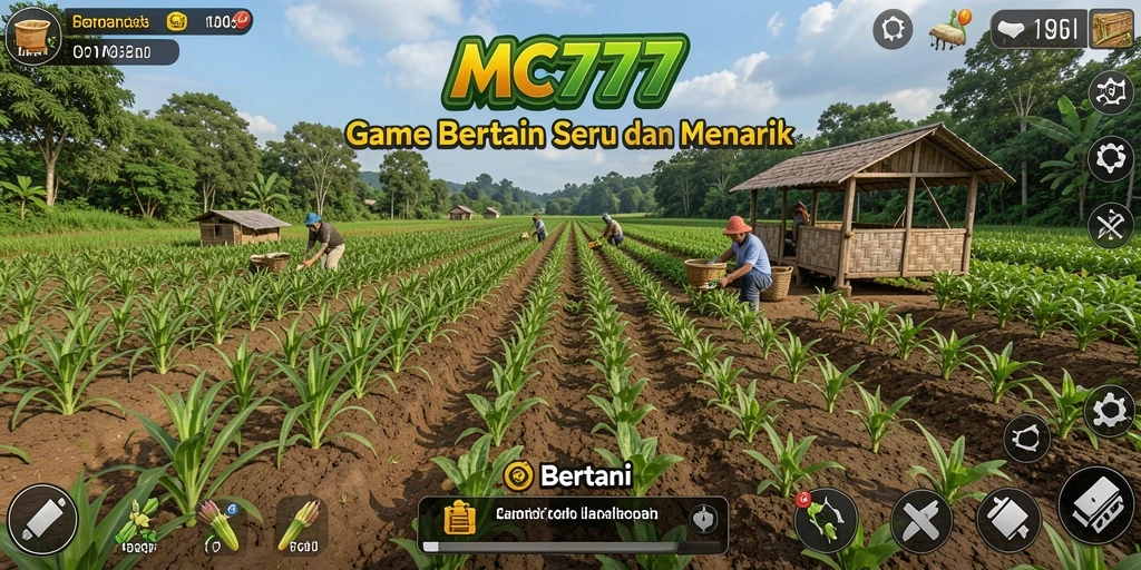 Tampilan antarmuka game Bertani yang interaktif dan menarik