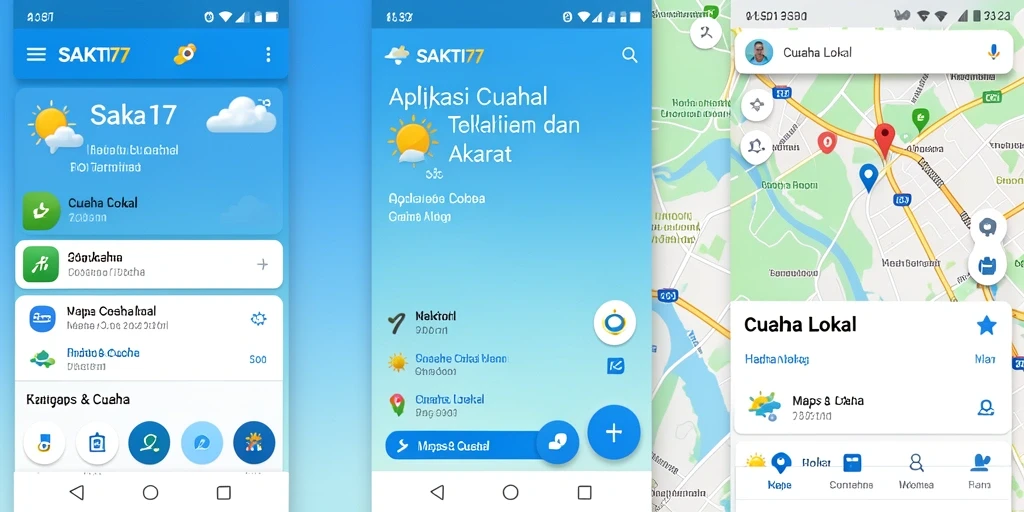 Tampilan antarmuka SAKTI77 dengan informasi cuaca terkini.