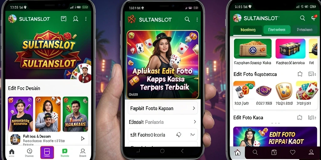 Tampilan antarmuka aplikasi SULTANSLOT saat mengedit foto.